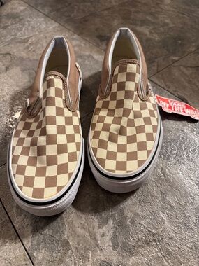 Vans 🍦🍦🍦Classic Slip-On Checkerboard - Tan & White